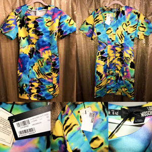 MOSCHINO Tie Dye Rainbow Short Sleeve Dress